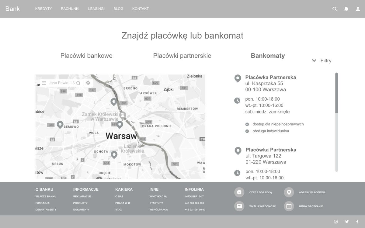 Hi-fidelity wireframe showing the accessibility information view