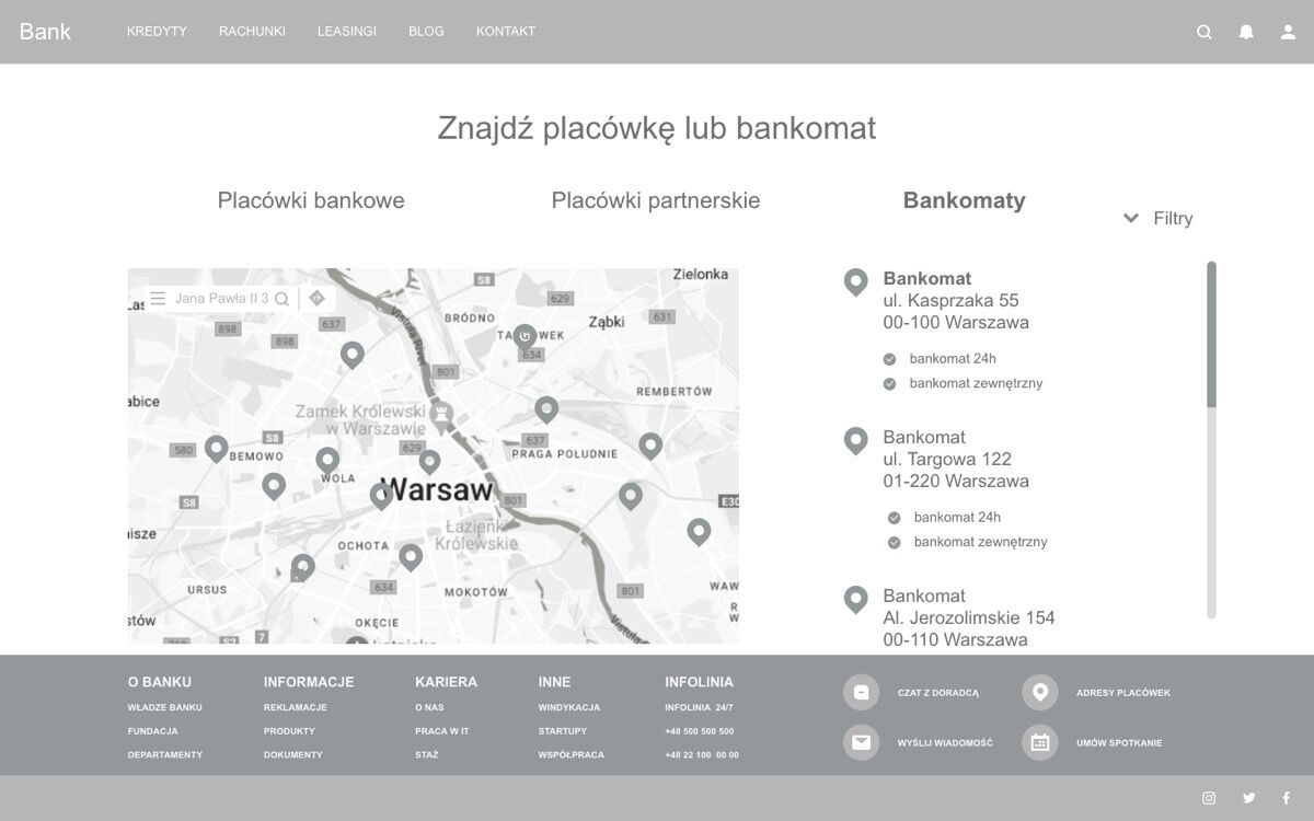 Hi-fidelity wireframe showing the navigation and directions screen